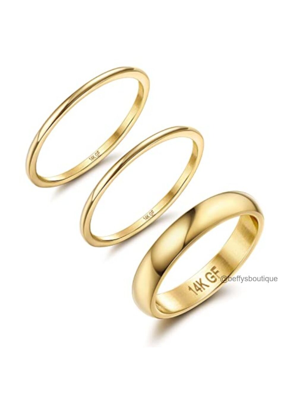14K Gold Filled Stacking Rings Set of 3 Hypoallergenic Comfort Fit